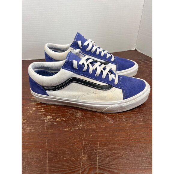Vans Old Skool Blue & White Sneakers Size 11.5 Mens / 13 Womens Canvas & Suede - Picture 3 of 5